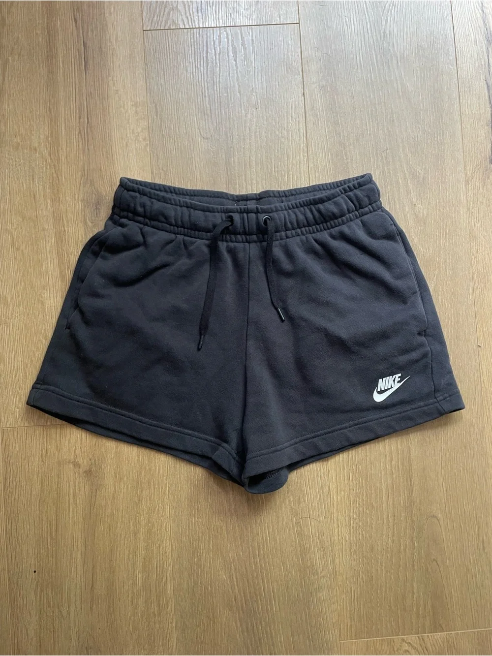Nike Women's Black Cotton Athletic Drawstring Shorts High Waisted XS
